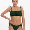 BEACHLIFE Green Embroidery Puffy Bikinitop