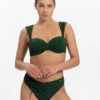 BEACHLIFE Green Embroidery Bandeau Bikinitop