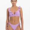 BEACHLIFE Purple Swirl Ruffle Bikinitop
