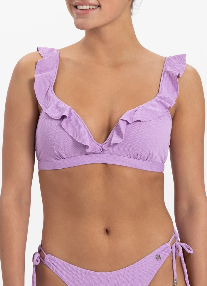 BEACHLIFE Purple Swirl Ruffle Bikinitop 2 BEACHLIFE Purple Swirl Ruffle Bikinitop – Bild 2