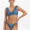 BEACHLIFE Denim Ruches Bikinitop
