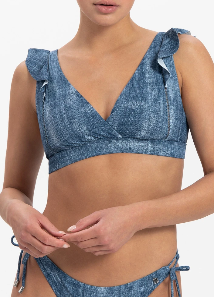 BEACHLIFE Denim Ruches Bikinitop 2 BEACHLIFE Denim Ruches Bikinitop – Bild 2