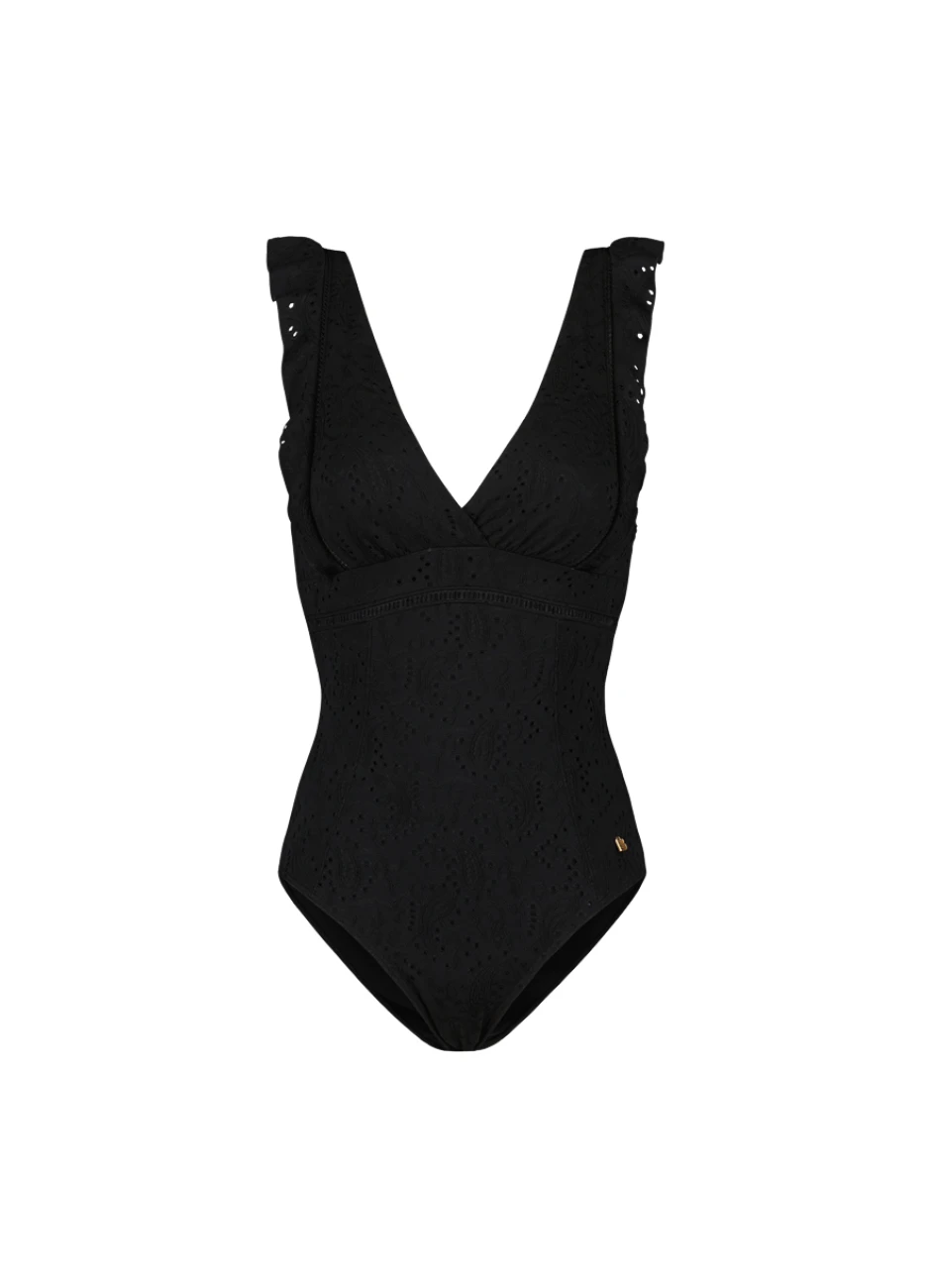 BEACHLIFE Black Embroidery Ruches Badpak 4 BEACHLIFE Black Embroidery Ruches Badpak – Bild 4