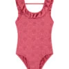BEACHLIFE Pink Embroidery Meisjes Ruffle Badpak