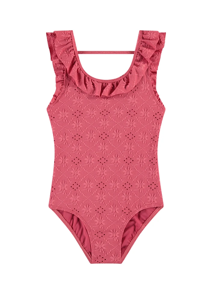 BEACHLIFE Pink Embroidery Meisjes Ruffle Badpak 1 BEACHLIFE Pink Embroidery Meisjes Ruffle Badpak