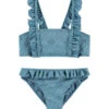 BEACHLIFE Blue Embroidery Meisjes Ruffle Bikiniset
