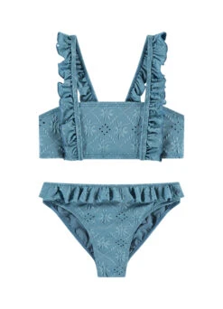 BEACHLIFE Blue Embroidery Meisjes Ruffle Bikiniset